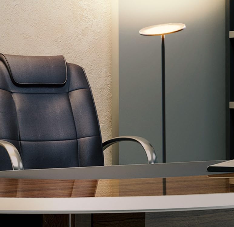 Brightech Sky LED Floor lamp, Torchiere Super Bright Floor Lamp for Living Room Decor & Office - Dimmable, Tall Standing Torch Lamp with Warm Light for Bedroom & Reading - Black - Image 5